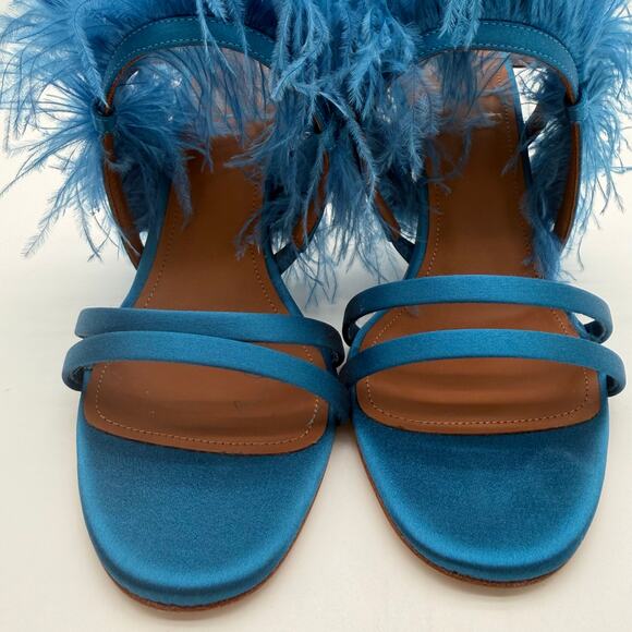 Malone Souliers Bridgerton Sonia Ostrich Feather Trim Satin High Heel Sandal 38 - Picture 4 of 11